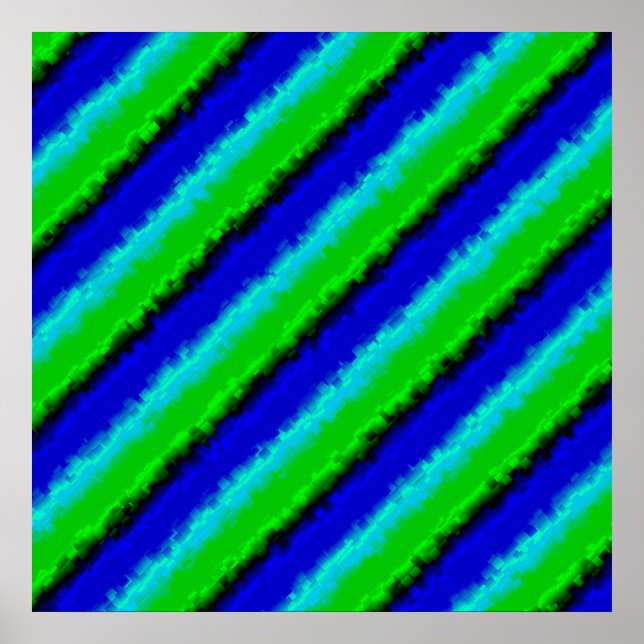 Póster Patrón de arco iris 3D abstracto de azul verde (Frente)