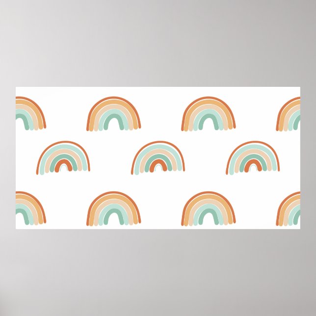 Póster Patrón de arco iris abstracto dibujado a mano en (Frente)