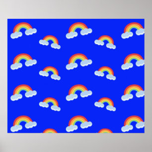 Póster Patrón de arco iris con nubes