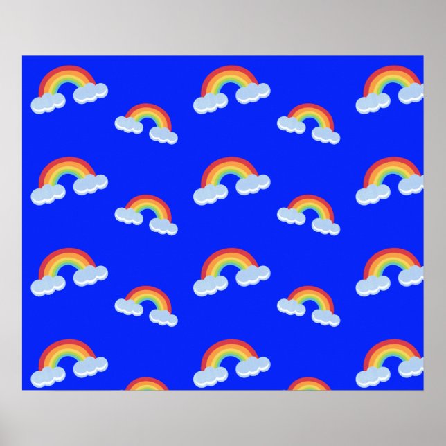 Póster Patrón de arco iris con nubes (Frente)