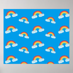 Póster Patrón de arco iris con nubes