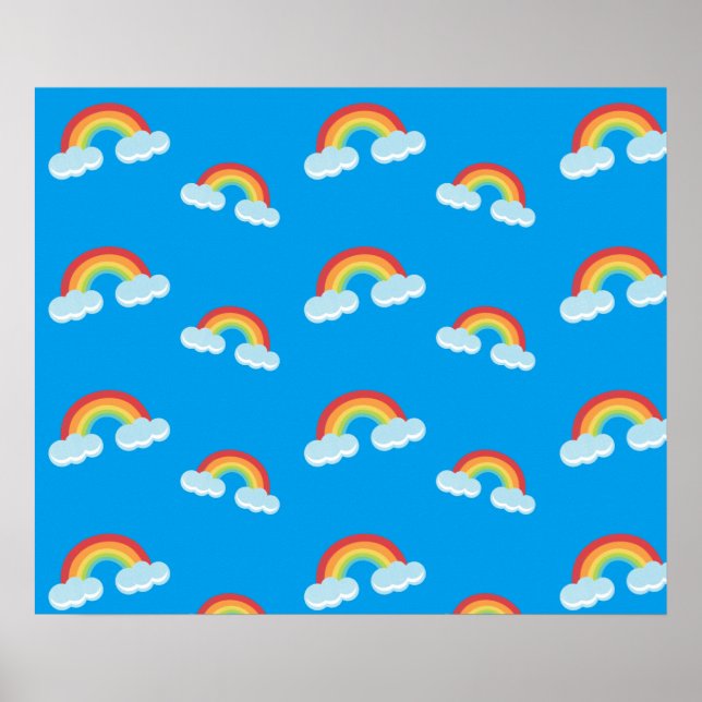 Póster Patrón de arco iris con nubes (Frente)