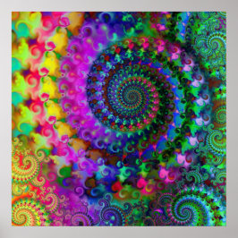 Póster Patrón de arco iris fractal hippy