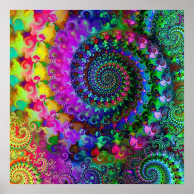 Póster Patrón de arco iris fractal hippy (Frente)