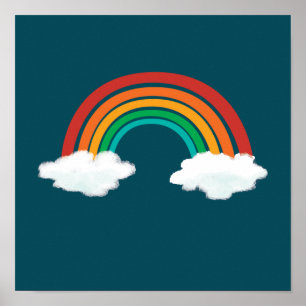 Póster Patrón De Arcoiris Aburrido Sobre Nubes - Regalos