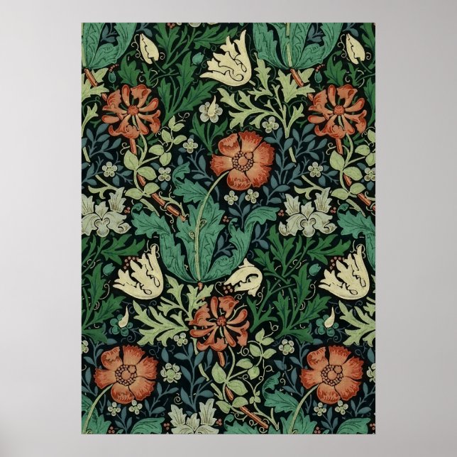 Póster Patrón de Art Nouveau floral William Morris Compto (Frente)