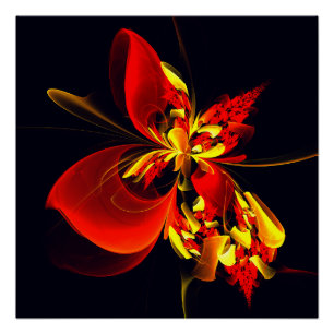 Póster Patrón de arte abstracto moderno floral amarillo r