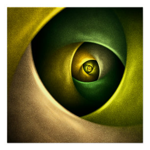 Póster Patrón De Arte Abstracto Verde Floral Moderno De S