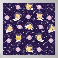 Patrón de astronautas de gatos gatitos