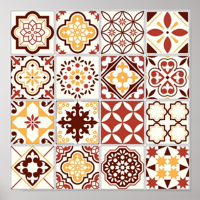 Póster Patrón de azulejos de cerámica (Frente)