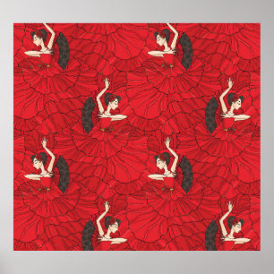 Póster Patrón de baile del tango vintage Flamenco