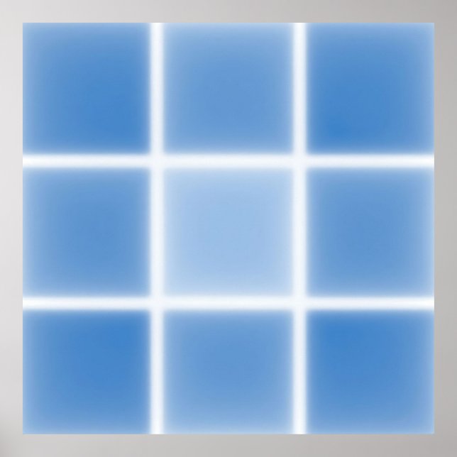 Póster Patrón de Baldosas de Cuadrícula Azul Suave (Frente)