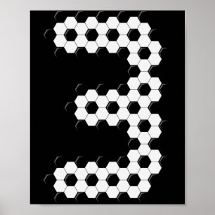 Póster Patrón de Balón de Fútbol Número 3 Niños 3 Años