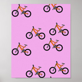 Póster Patrón de bicicletas en rosa
