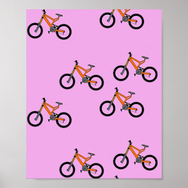 Póster Patrón de bicicletas en rosa (Frente)