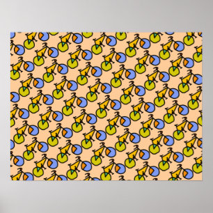 Póster patrón de bicicletas felices