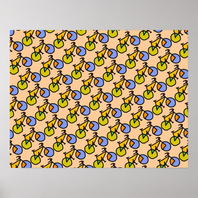 Póster patrón de bicicletas felices (Frente)