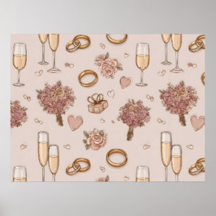 Póster Patrón de Boda romántico sin inconvenientes
