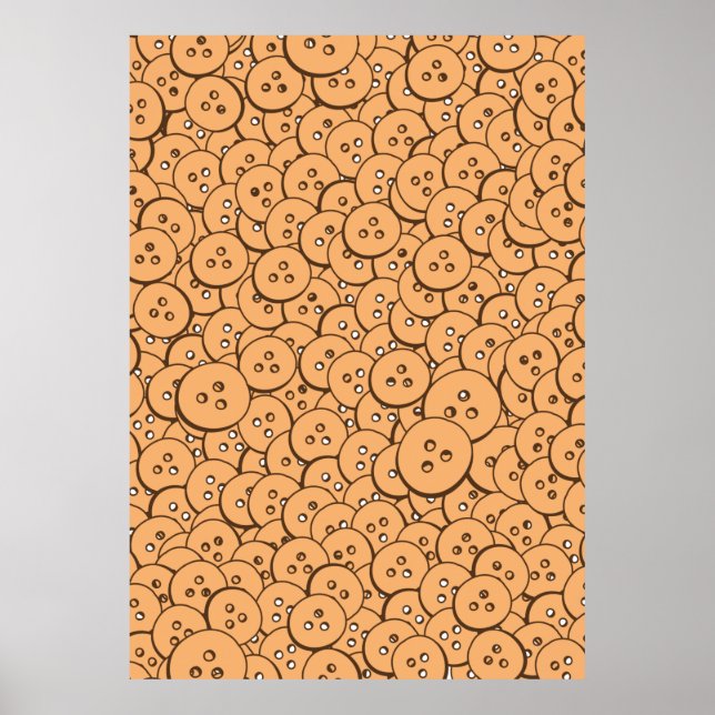 Póster Patrón de botones de madera antigua (Frente)