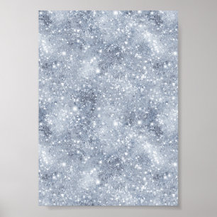 Póster Patrón de brillo blanco escarcha plateada helada