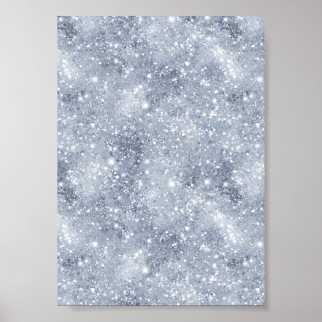 Póster Patrón de brillo blanco escarcha plateada helada (Frente)