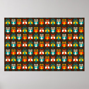 Póster Patrón de búhos 1 Imprimir