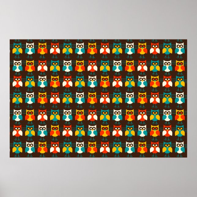 Póster Patrón de búhos 1 Imprimir (Frente)