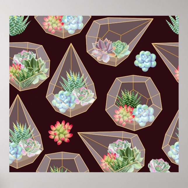 Póster Patrón de Cactus exitoso detallado sin inconvenien (Frente)