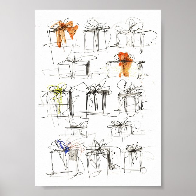 Póster Patrón de cajas de regalo abstracto (Frente)