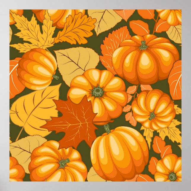 Póster Patrón de calabazas de Halloween en temporada de o (Frente)