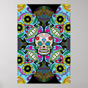 Póster Patrón de calaveras azucareras