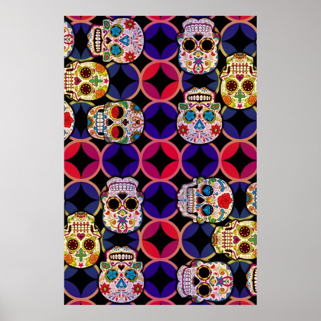 Póster Patrón de calaveras azucareras (Frente)