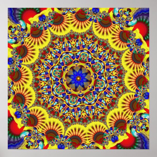 Póster Patrón de Caleidoscopio Colorido (Frente)
