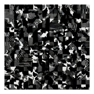 Póster Patrón de camuflaje blanco negro "Fractura"