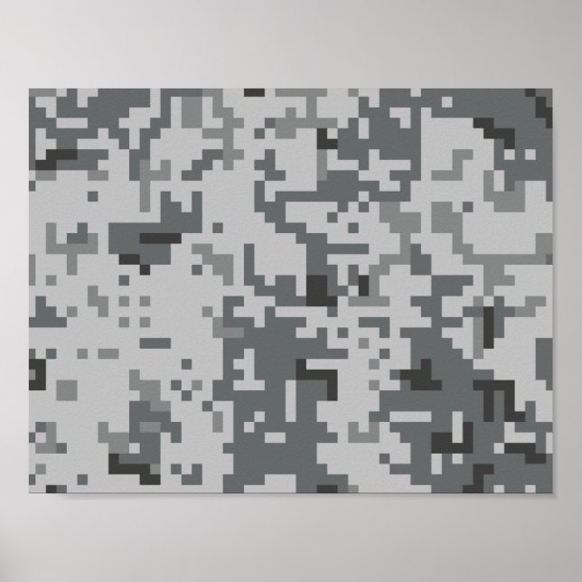Póster patrón de camuflaje pixelado gris urbano (Frente)
