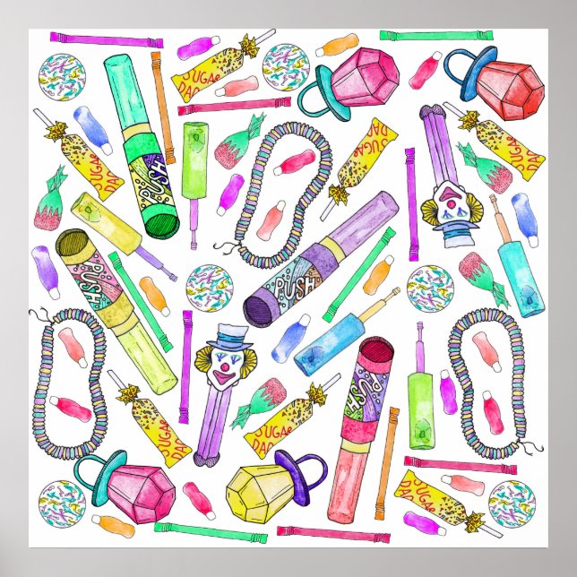 Póster Patrón de canto retro gracioso de Neon 80's 90 (Frente)