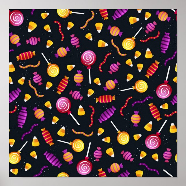 Póster Patrón de caramelos de Halloween (Frente)