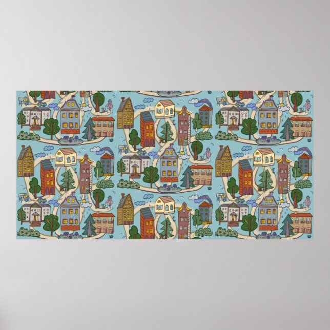 Póster patrón de casas de ciudades pequeñas (Frente)