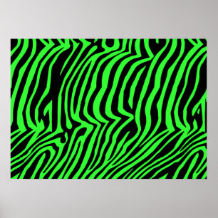 Póster Patrón de cebra de color de neón verde