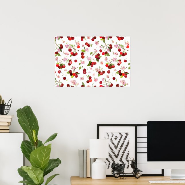 Póster Patrón de cerezas 1 (Oficina en casa)