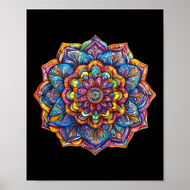 Póster Patrón de Chakra de Meditación de Mandala Bohemio  (Frente)