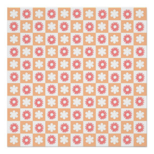 Póster Patrón de cheques de flor hippie