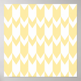 Póster Patrón de cheurón amarillo y blanco pastel.