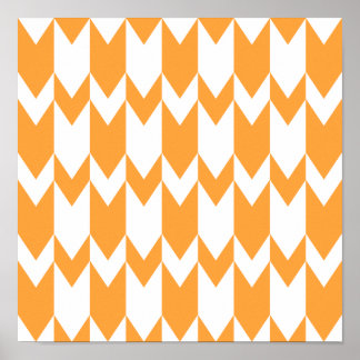 Póster Patrón de cheurón blanco y naranja.