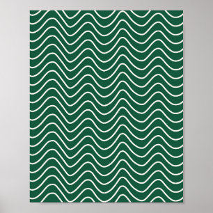 Póster Patrón de cheurón de línea mínima Verde oscuro