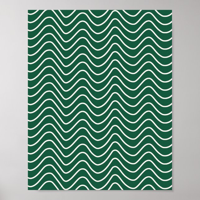 Póster Patrón de cheurón de línea mínima Verde oscuro (Frente)