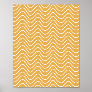 Póster Patrón de cheurón retro zigzag amarillo