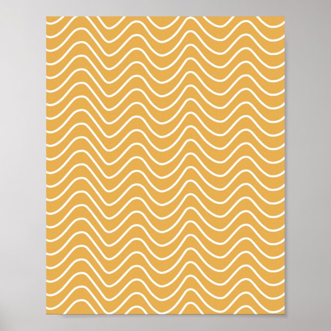 Póster Patrón de cheurón retro zigzag amarillo (Frente)
