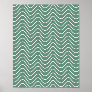 Póster Patrón de cheurón verde tropical Zigzag mínimo
