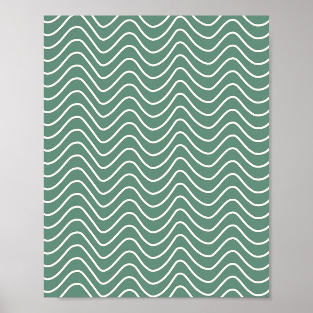 Póster Patrón de cheurón verde tropical Zigzag mínimo (Frente)